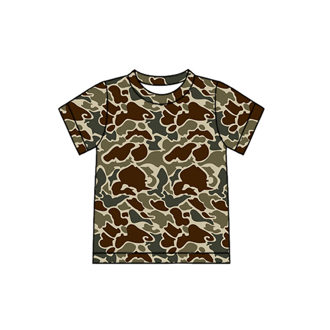 12.12 BT1648 Pre order No Moq Baby Boys Southern Dark Khaki Camo Short Sleeve T-shirts Top