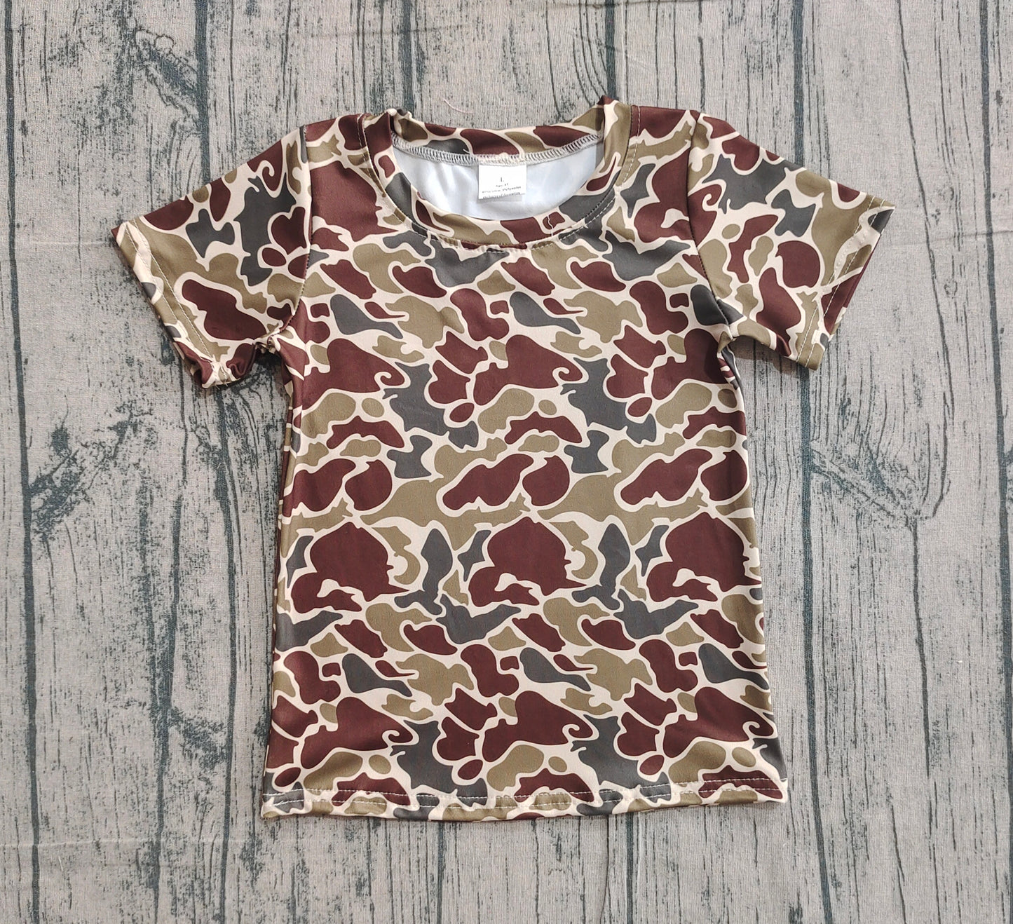 12.17 BT1648 Sample No Moq Baby Boys Southern Dark Khaki Camo Short Sleeve T-shirts Top