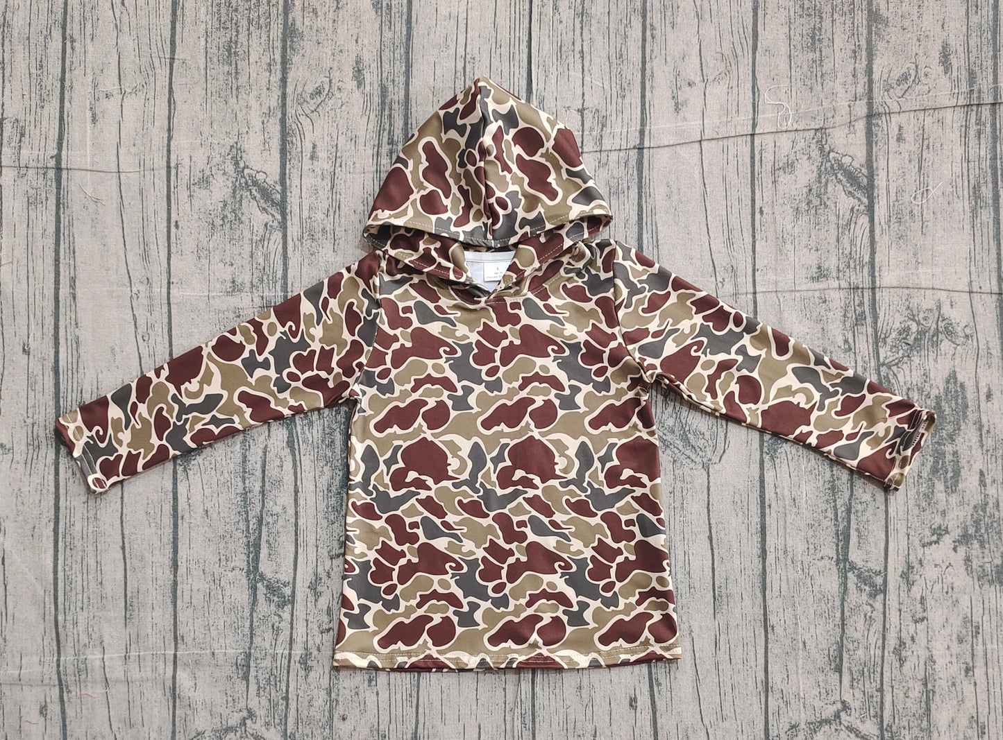 12.17 BT1650 Sample No Moq Baby Boys Southern Dark Khaki Camo Long Sleeve Hoodies Top