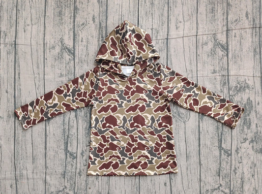 12.17 BT1650 Sample No Moq Baby Boys Southern Dark Khaki Camo Long Sleeve Hoodies Top