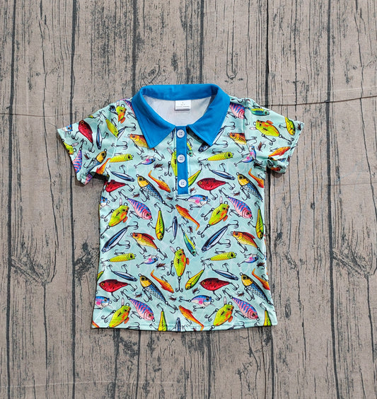 1.22 BT1661 Sample No Moq Baby Boys Fishing Hunting Button Polo Shirts Top