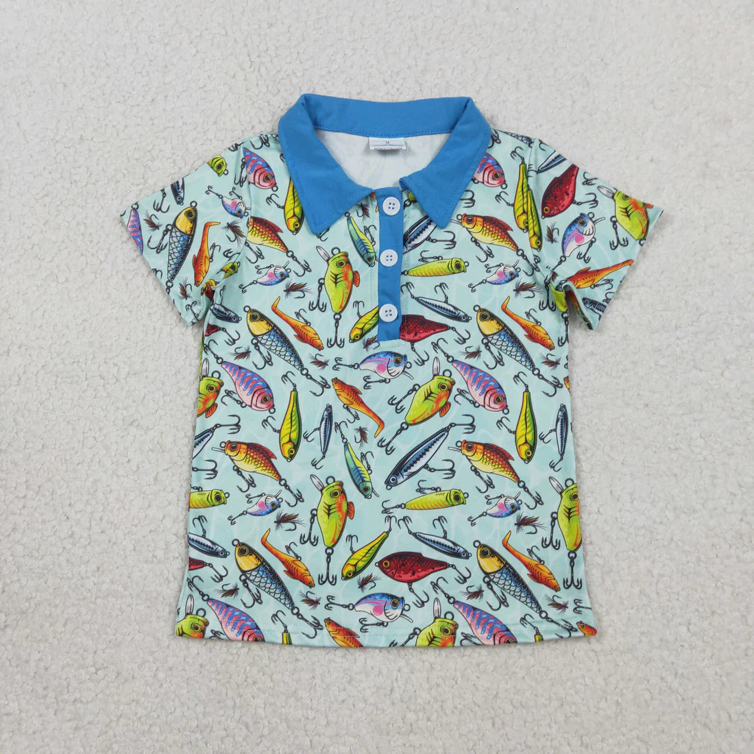 2.6 RTS Sibling Baby Boys Short Sleeve Fishing Hunting Button Polo Shirt Rompers