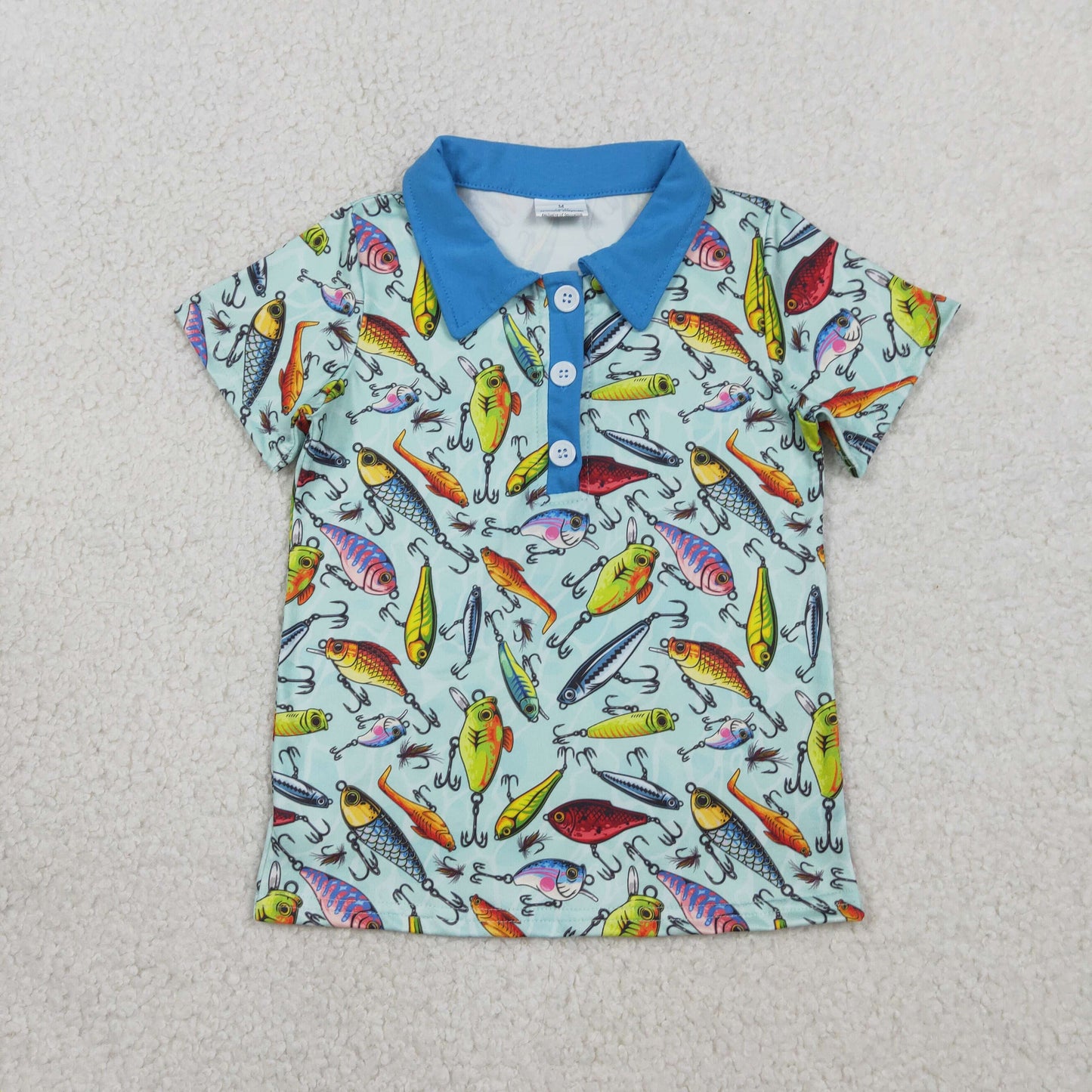 2.6 RTS NO MOQ （In stock）BT1661 Baby Boys Short Sleeve Fishing Hunting Button Polo Shirts Top