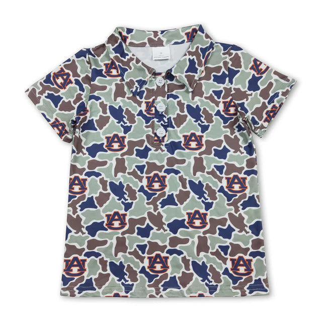 RTS Sibling Baby Boys Short Sleeve Southern Camo Team Button Polo Shirts Top
