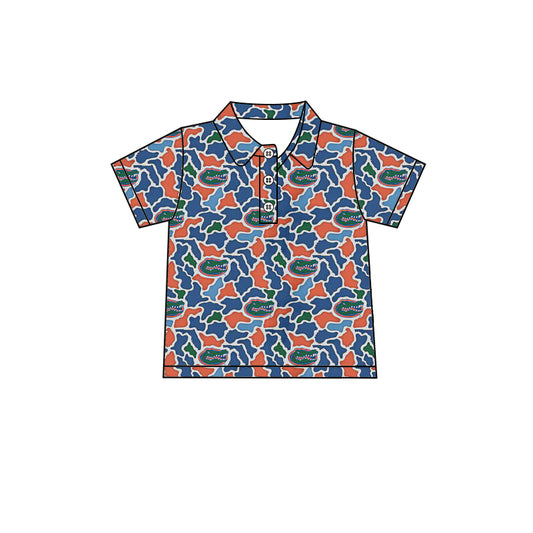 1.10 BT1695 Pre order No Moq Baby Boys Short Sleeve Camo Crocodiles Team Button Polo Shirts Top