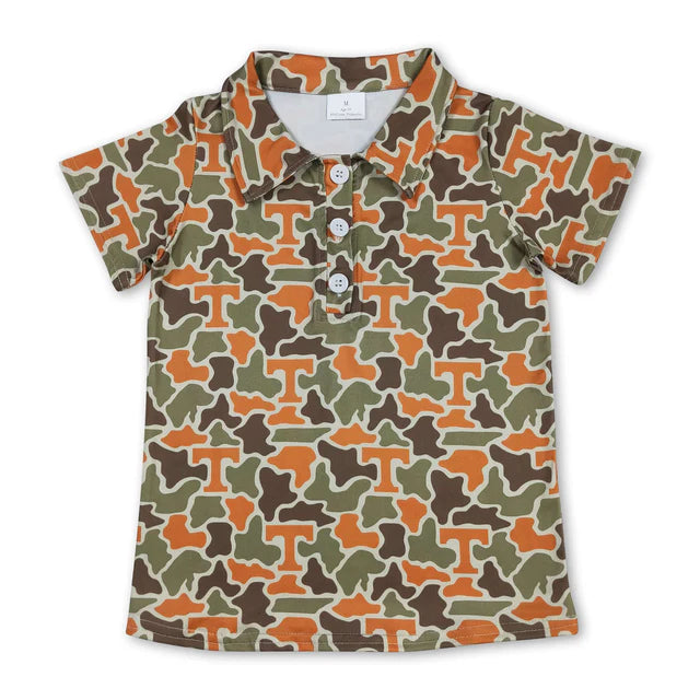 RTS Sibling Baby Boys Short Sleeve Southern Camo Team Button Polo Shirts Top