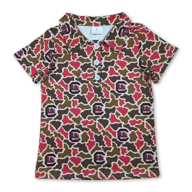 RTS Sibling Baby Boys Short Sleeve Southern Camo Team Button Polo Shirts Top