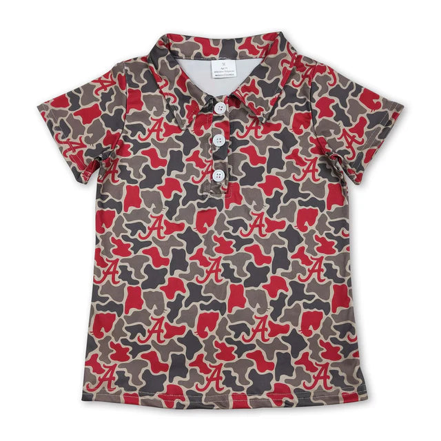 RTS Sibling Baby Boys Short Sleeve Southern Camo Team Button Polo Shirts Top