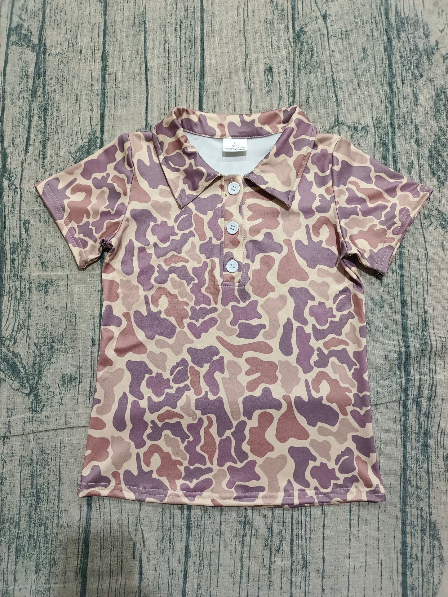 1.21 BT1701 Sample No Moq Baby Boys Short Sleeve Southern Khaki Camo Button Polo Shirts Top