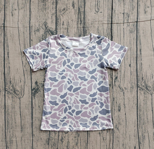 1.23 BT1712 Sample No Moq Baby Boys Southern Light Grey Camo T-shirts Top