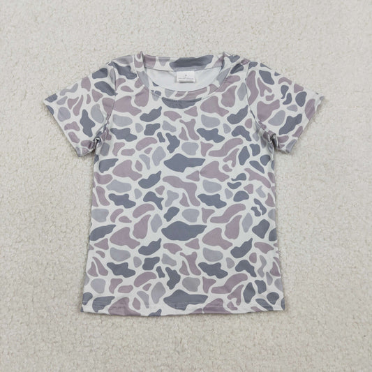 2.9 RTS NO MOQ （In stock）BT1712 Kids' Clothing for Baby Boys Short Sleeve Light Grey Camouflage T-shirt Top