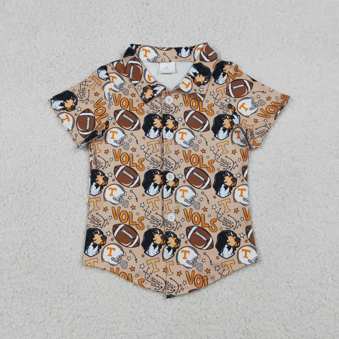 3.26 RTS Sibling Baby Boys Girls Summer Footballs Vols Team Knee Length Dress Button Shirts Top