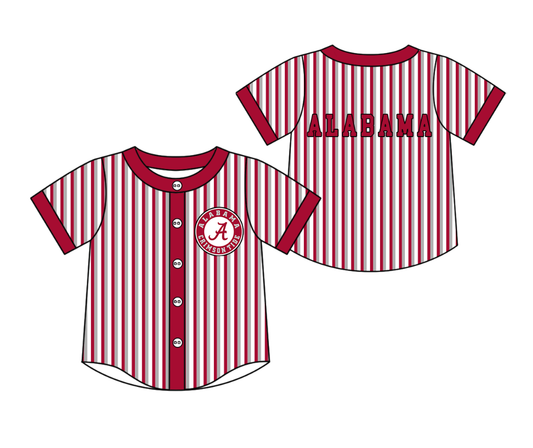 2.27 BT1746 Pre order No Moq Baby Boys Red Stripe Alabama A Team Button T-shirts Top