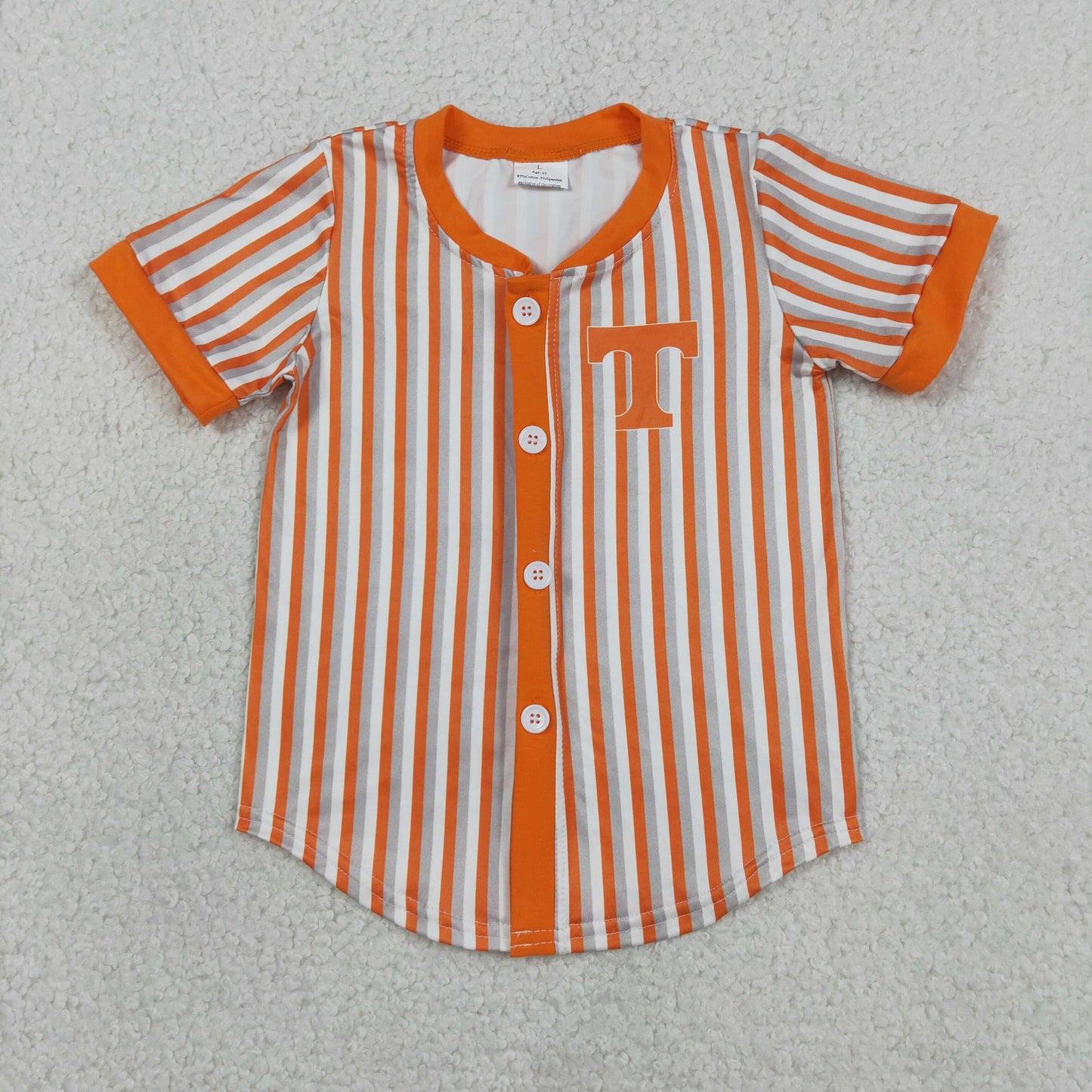 BT1747 RTS NO MOQ （In stock ）Short sleeves stripe T kids boys button down team shirt