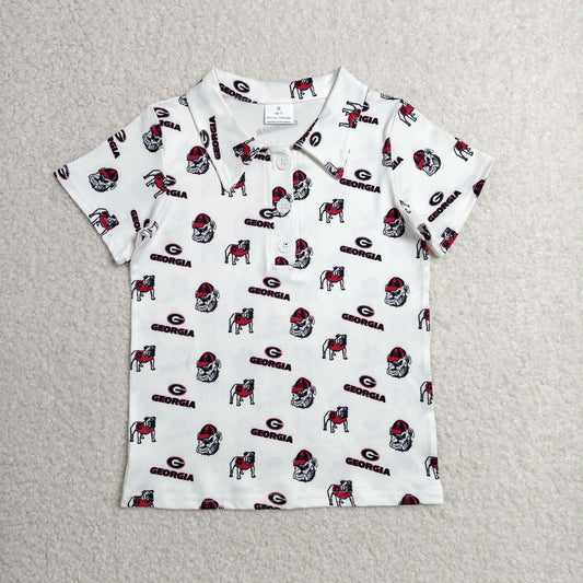 BT1756 RTS NO MOQ （In stock）Baby Boys Short Sleeve Georgia Team Button Polo Shirts Top