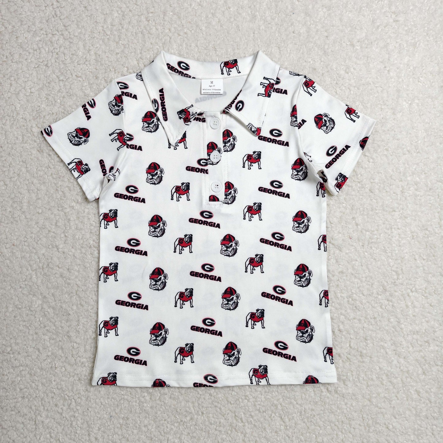 BT1756 RTS NO MOQ （In stock）Baby Boys Short Sleeve Georgia Team Button Polo Shirts Top