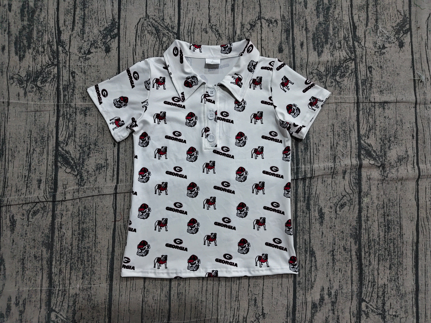 4.23 BT1756 Sample No Moq Preorder Baby Boys Short Sleeve Georgia Team Button Polo Shirts Top