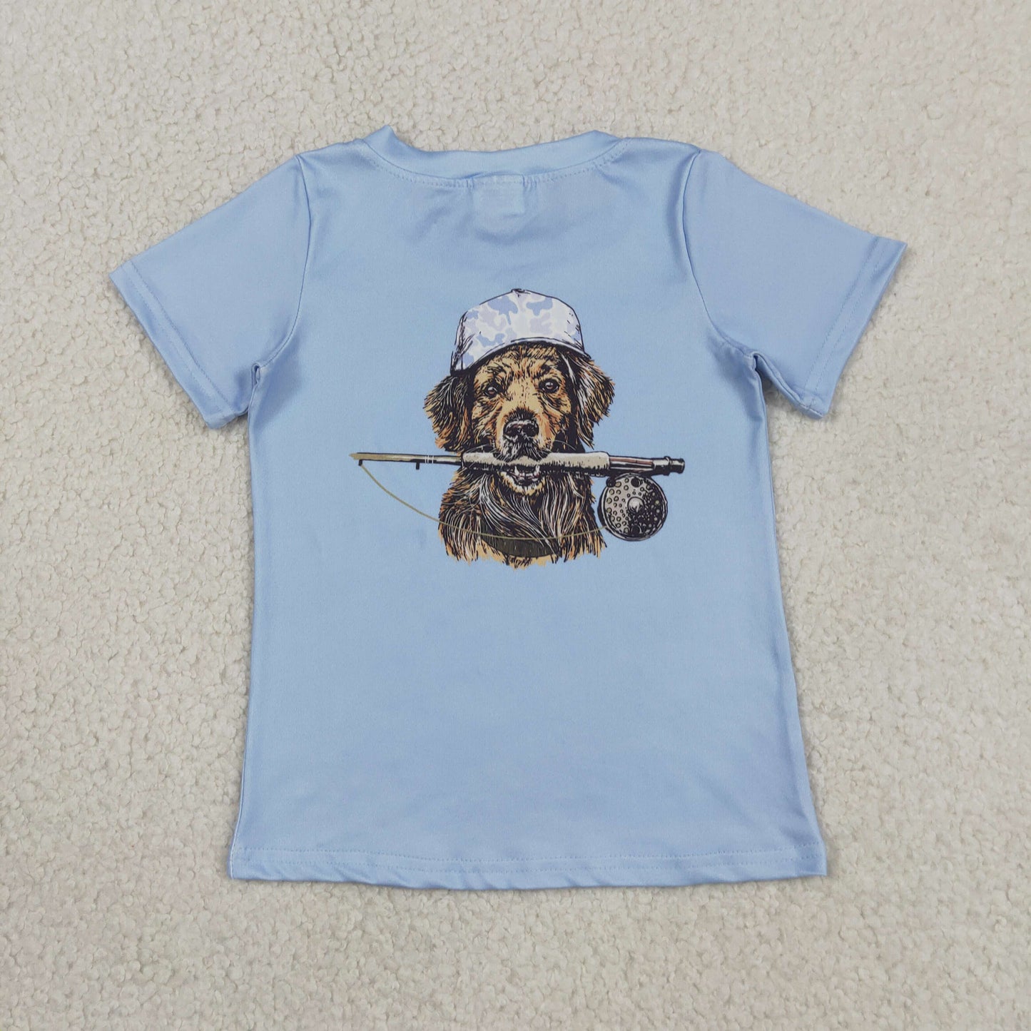 BT1765 RTS NO MOQ （In stock ）Short sleeves camo hunting dog fishing boys summer shirt