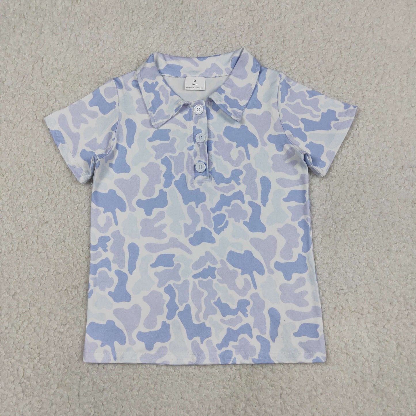 BT1766 RTS NO MOQ （In stock ）Short sleeves blue camo kids boys polo shirt