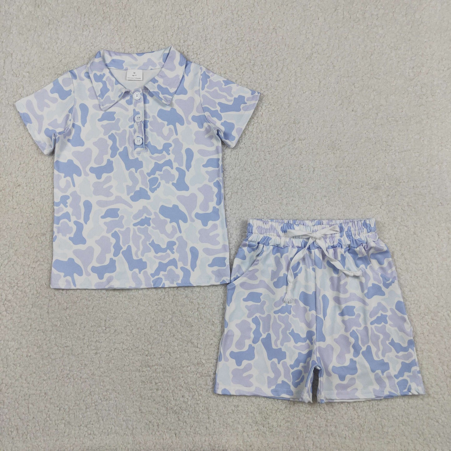 BT1766 RTS NO MOQ （In stock ）Short sleeves blue camo kids boys polo shirt