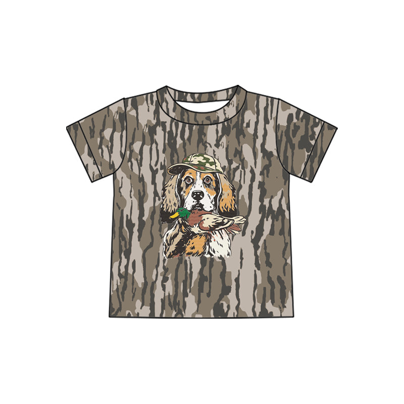 4.3 Pre order No Moq Baby Boys Short Sleeve Southern Olive Camo Dog Ducks Hunting T-shirts Top