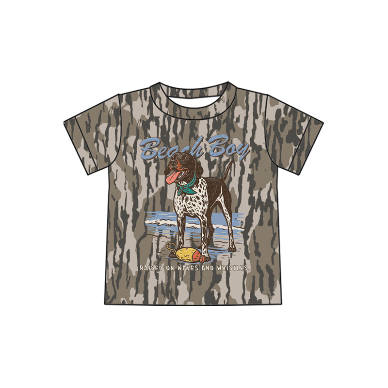 4.3 Pre order No Moq Baby Boys Short Sleeve Southern Olive Camo Dog Ducks Hunting T-shirts Top