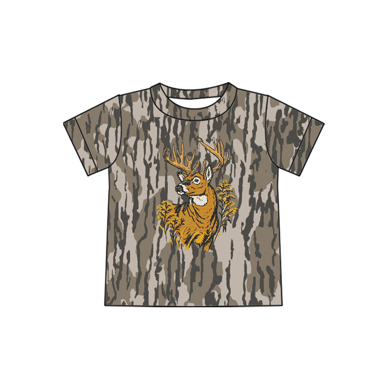 4.3 Pre order No Moq Baby Boys Short Sleeve Southern Olive Camo Dog Ducks Hunting T-shirts Top