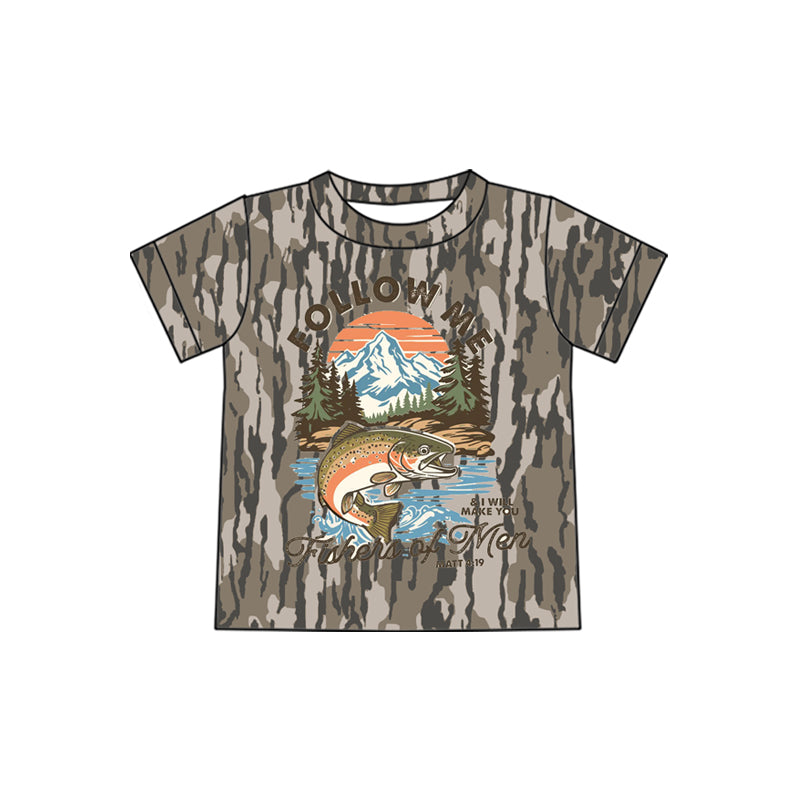 4.3 Pre order No Moq Baby Boys Short Sleeve Southern Olive Camo Dog Ducks Hunting T-shirts Top