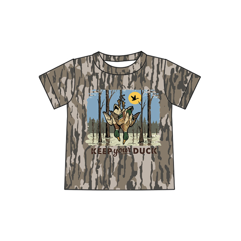 4.3 Pre order No Moq Baby Boys Short Sleeve Southern Olive Camo Dog Ducks Hunting T-shirts Top