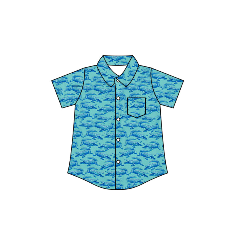 4.7 BT1780 Pre order No Moq Baby Boys Crocodiles Button Pocket Shirts Top