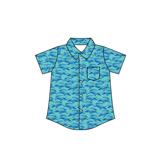 4.7 BT1780 Pre order No Moq Baby Boys Crocodiles Button Pocket Shirts Top