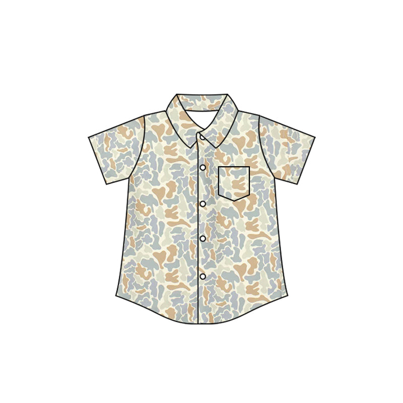 4.7 BT1781 Pre order No Moq Baby Boys Southern Camo Button Pocket Shirts Top