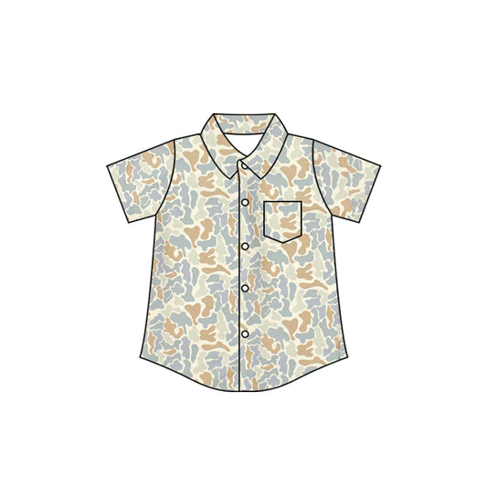 4.7 BT1781 Pre order No Moq Baby Boys Southern Camo Button Pocket Shirts Top