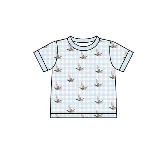 4.7 BT1782 Pre order No Moq Baby Boys Blue Checked Ducks Hunting T-shirts Top