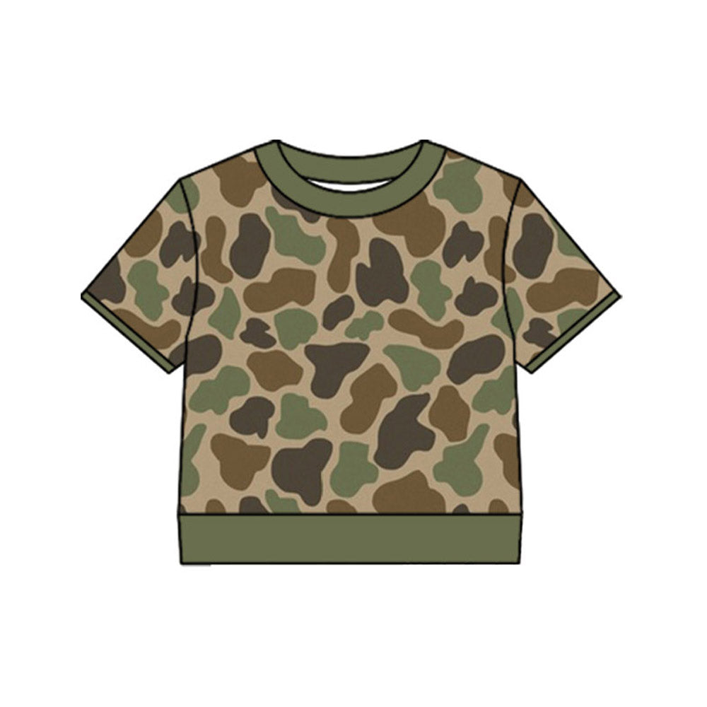 4.17 Pre order No Moq Baby Boys Short Sleeve Southern Green Camo Top Jogger Pant Pajamas Clothes Sets