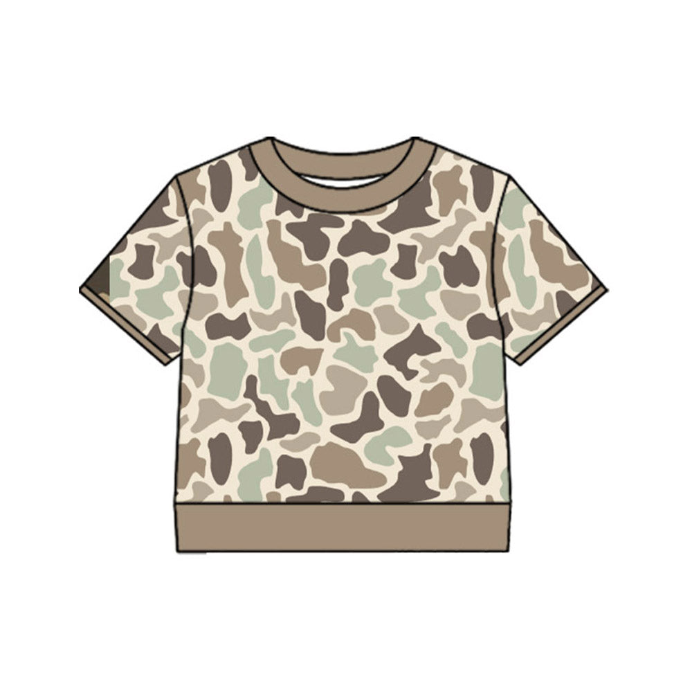 4.17 Pre order No Moq Baby Boys Short Sleeve Southern Green Camo Top Jogger Pant Pajamas Clothes Sets