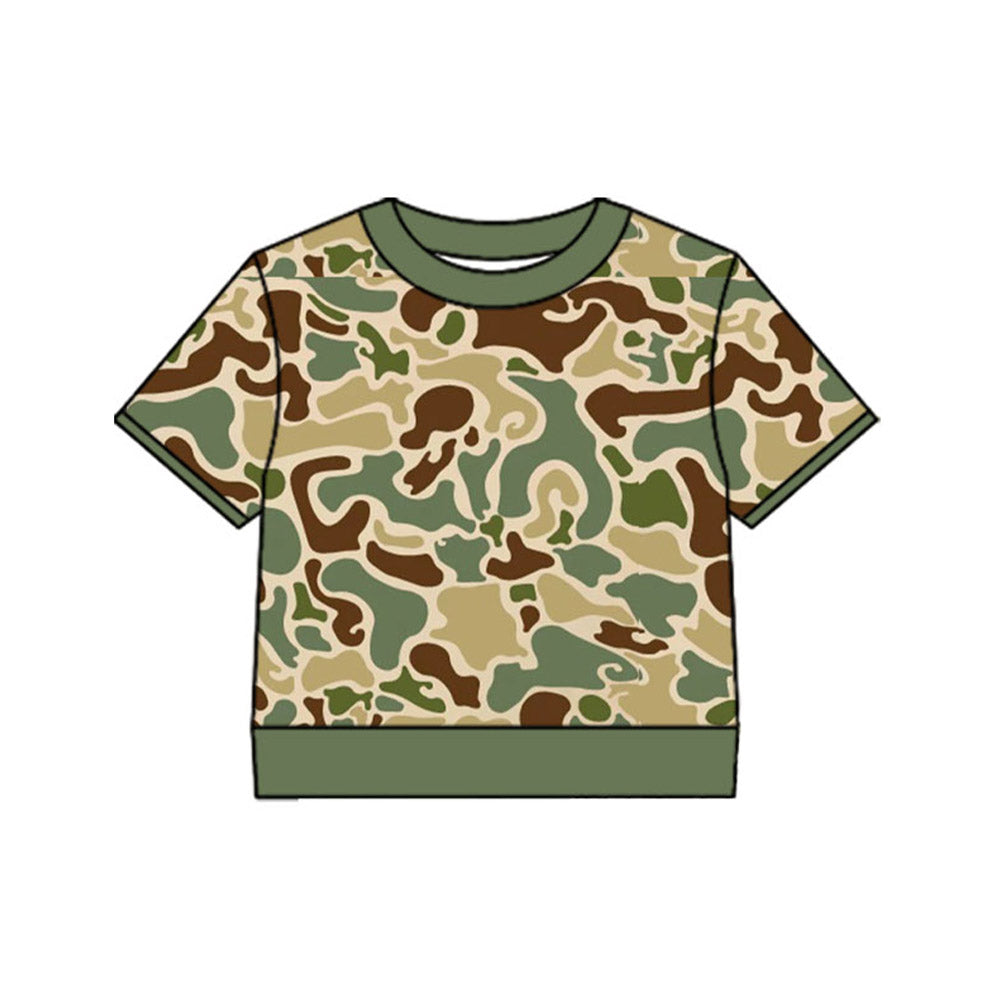 4.17 Pre order No Moq Baby Boys Short Sleeve Southern Green Camo Top Jogger Pant Pajamas Clothes Sets