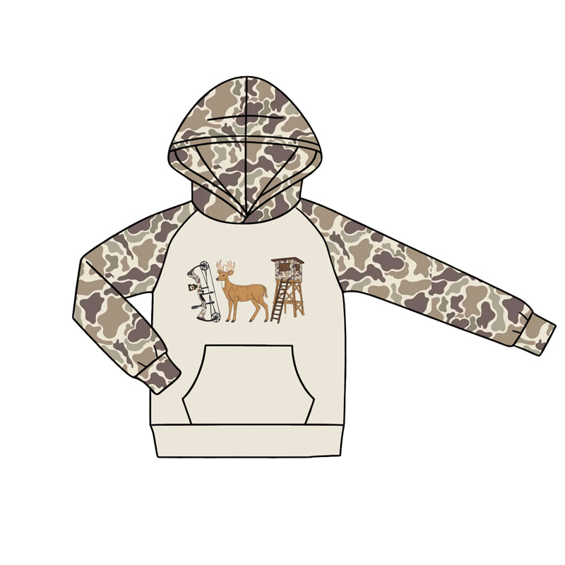 4.18 Pre order No Moq Baby Boys Southern Camo Deer Duck Fishes Hunting Pocket Hoodie Romper
