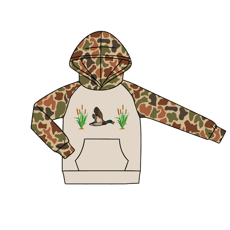 4.18 Pre order No Moq Baby Boys Southern Camo Deer Duck Fishes Hunting Pocket Hoodie Romper