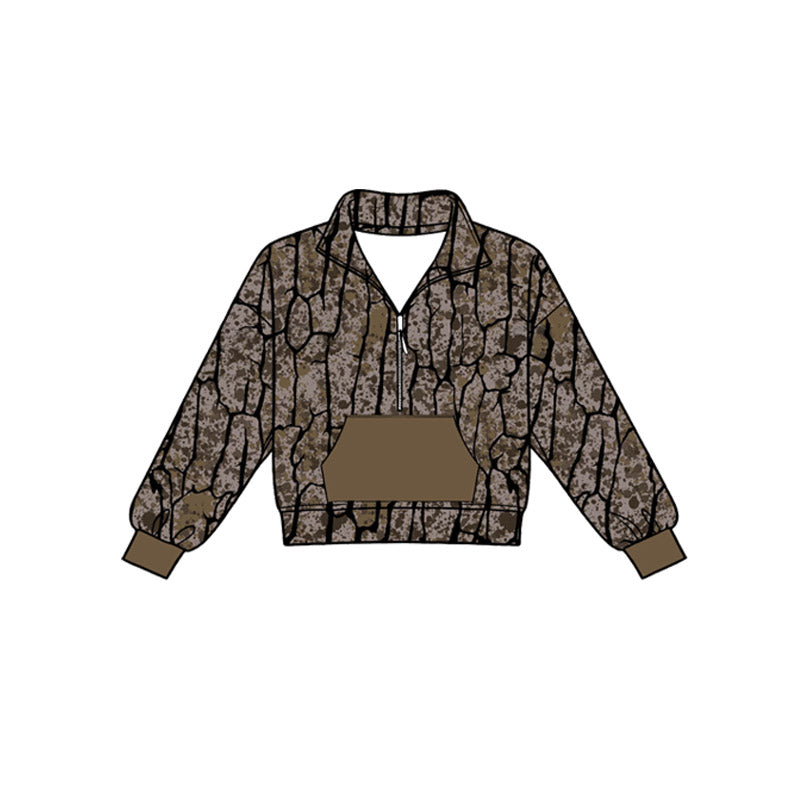 4.18 Pre order No Moq Baby Boys Southern Camo Zip Pocket Pullovers Jogger Pant Clothes Sets