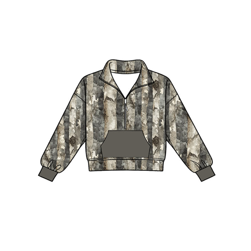 4.18 Pre order No Moq Baby Boys Southern Camo Zip Pocket Pullovers Jogger Pant Clothes Sets