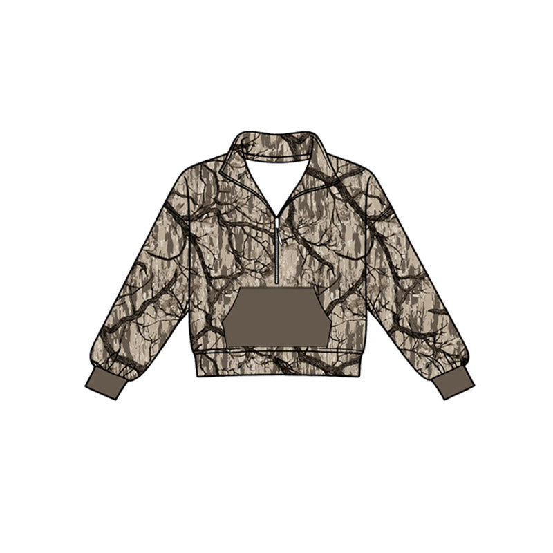 4.18 Pre order No Moq Baby Boys Southern Camo Zip Pocket Pullovers Jogger Pant Clothes Sets