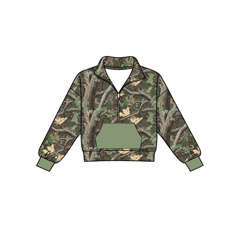 4.18 Pre order No Moq Baby Boys Southern Camo Zip Pocket Pullovers Jogger Pant Clothes Sets
