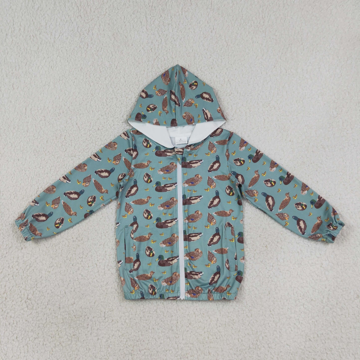 BT1818 RTS NO MOQ （In stock）BT1818 Baby Boys Green Duck Hunting Zip Pocket Hoodie Jacket Tops