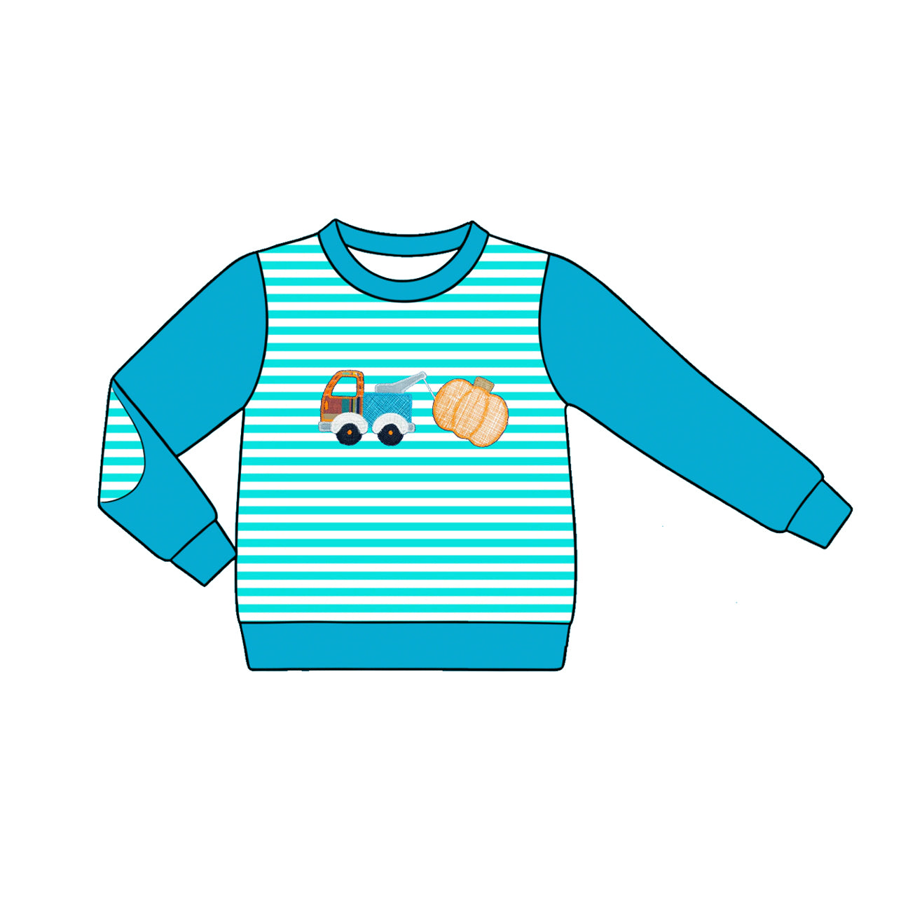 4.22 Pre order No Moq Baby Boys Cute Long Sleeve Striped Top With Pumpkin Print For Halloween