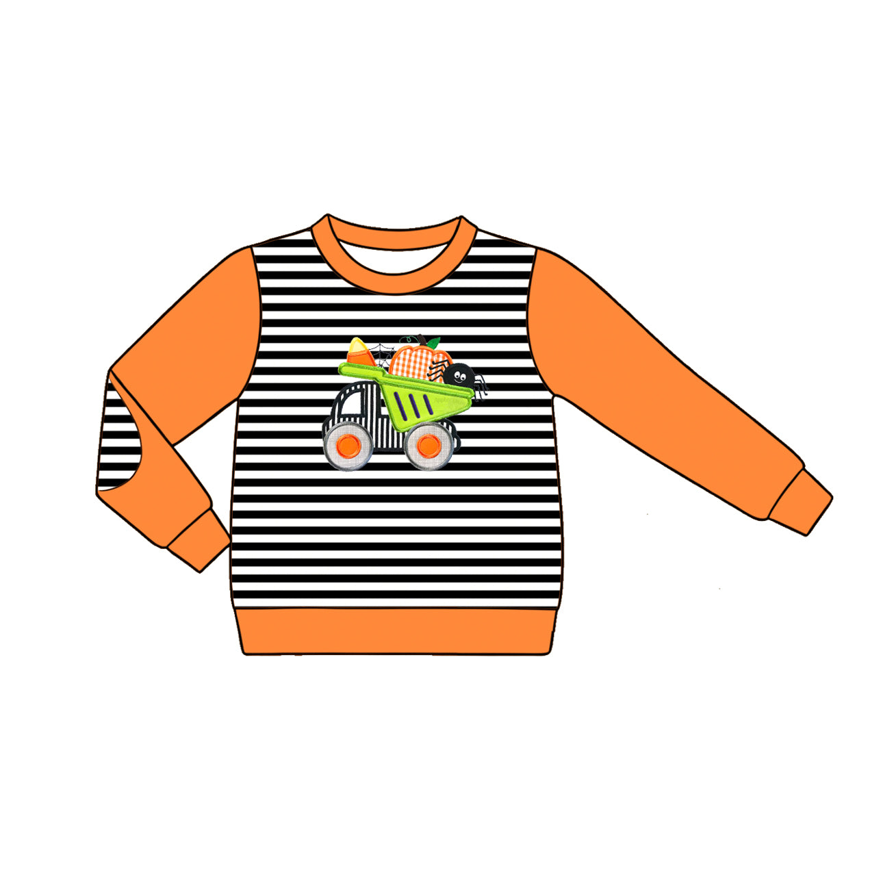 4.22 Pre order No Moq Baby Boys Cute Long Sleeve Striped Top With Pumpkin Print For Halloween