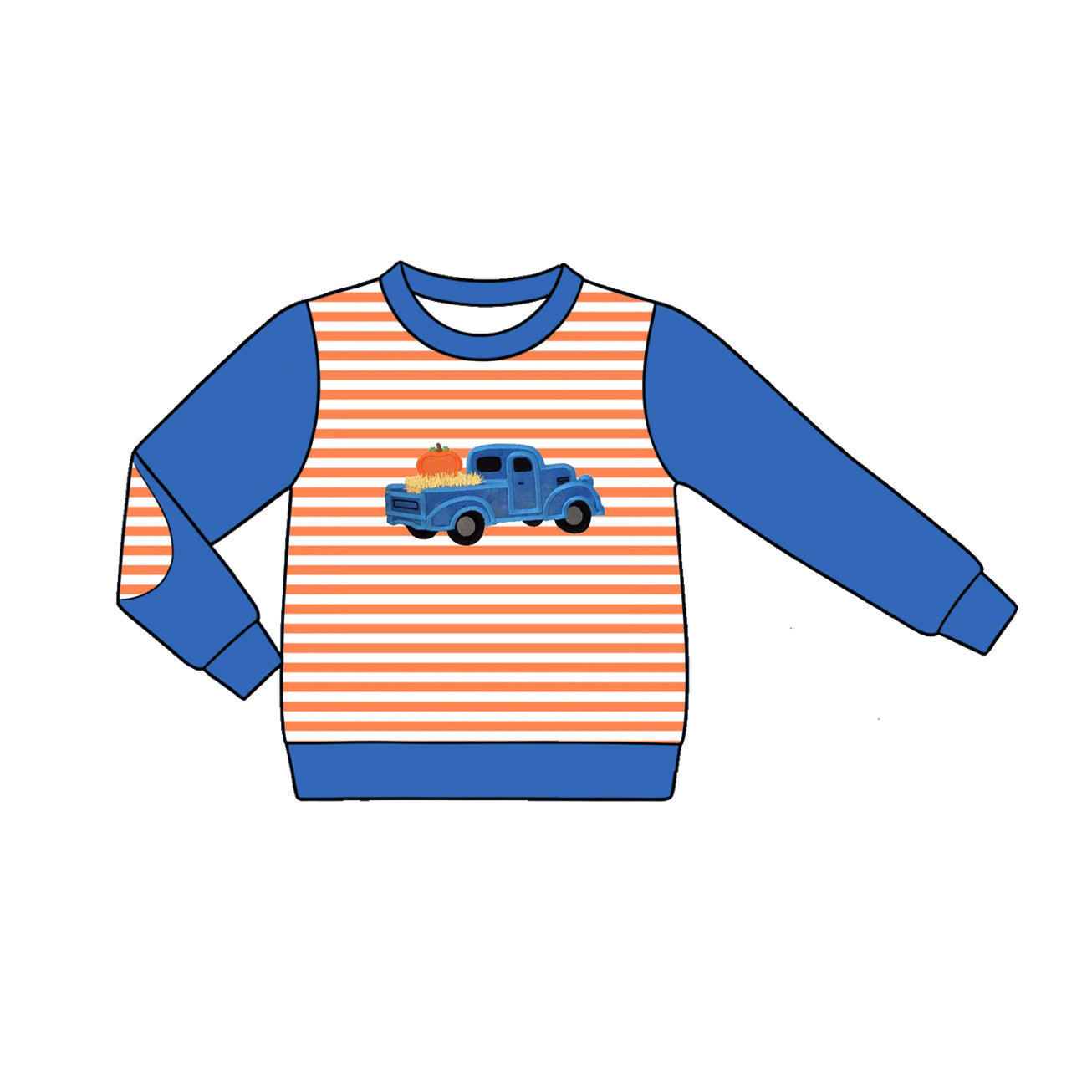 4.22 Pre order No Moq Baby Boys Cute Long Sleeve Striped Top With Pumpkin Print For Halloween