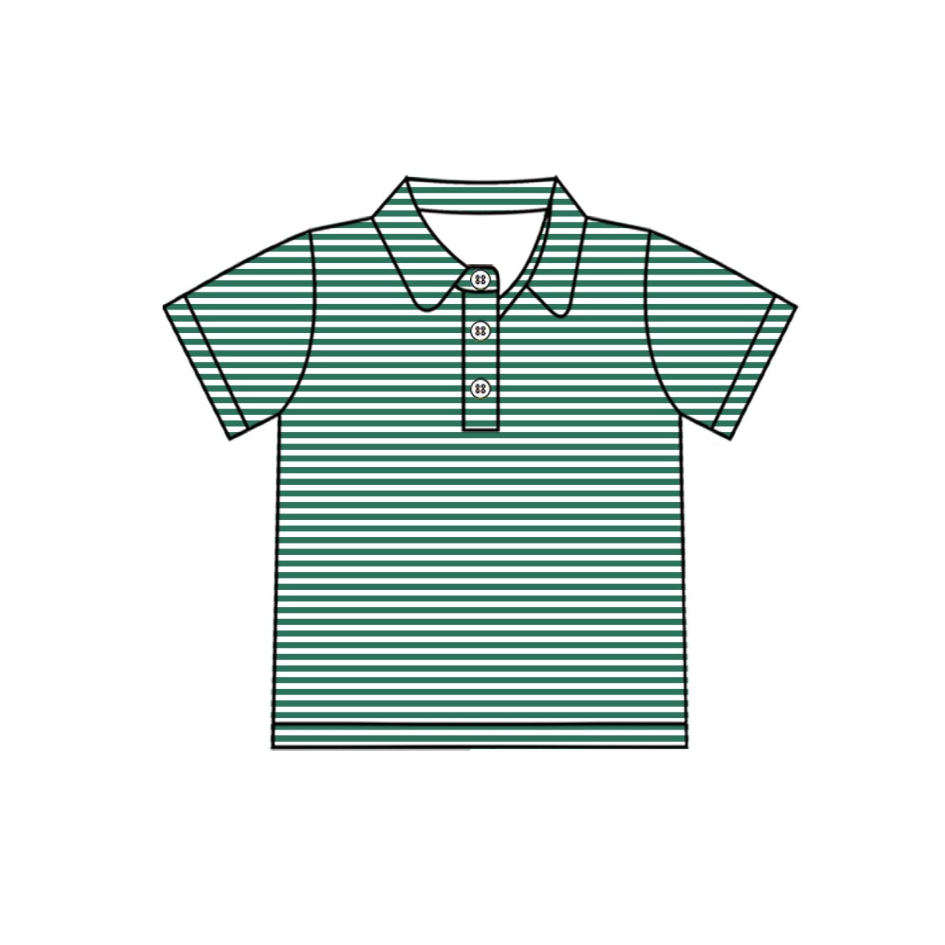 5.5 BT1832 Pre order No Moq Baby Boys Short Sleeve Green Stripe Button Shirts Top