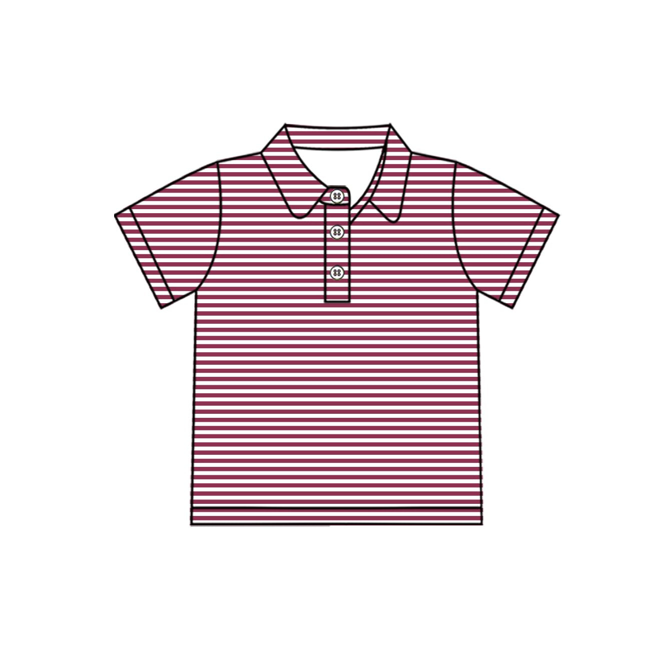 5.5 BT1833 Pre order No Moq Baby Boys Short Sleeve Red Stripe Button Shirts Top