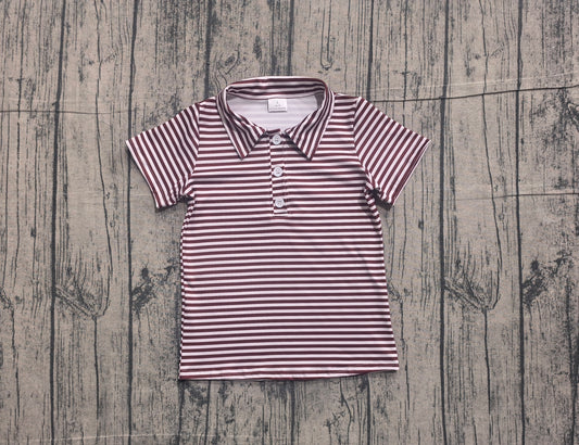 5.8 BT1833 Sample No Moq Baby Boys Short Sleeve Red Stripe Button Shirts Top